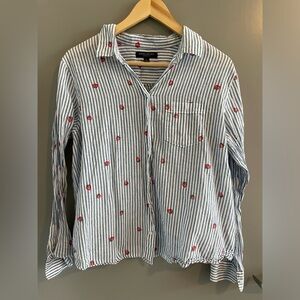 Banana Republic Blue and White Striped Button Down Shirt